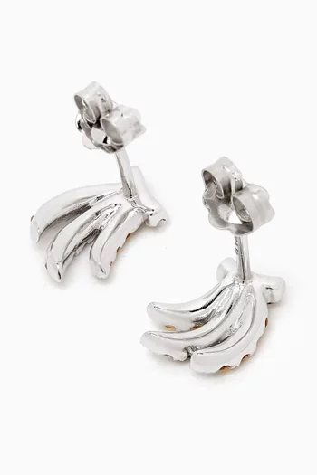 أقراط بتصميم موز مرصعة بالياقوت ذهب أبيض عيار 18‏