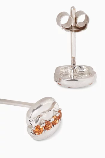 أقراط بتصميم حلوى ماكرون الشوكولاتة مرصعة بياقوت ذهب أبيض عيار 18‏