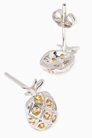 أقراط بتصميم أناناس مرصعة بياقوت ذهب أبيض عيار 18‏