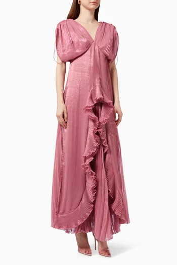 Pleated Ruffle Layer Gown 