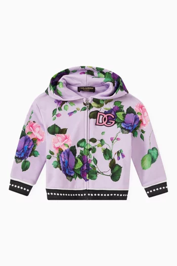 Floral Logo Hoodie in Cotton