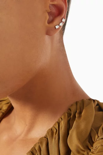 Emerald-cut Diamond Single Ear Climber in 18kt White Gold