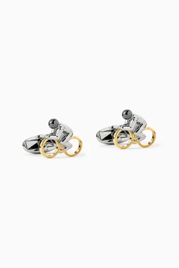 Cyclist Cufflinks in Metal