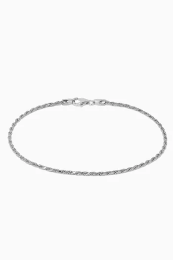Rope Chain Bracelet in Sterling Silver, 2.4mm