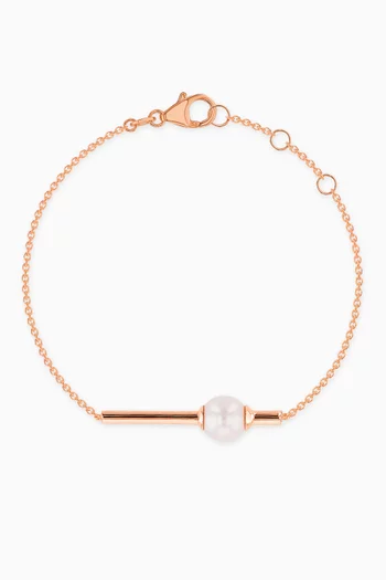 Kiku Glow Pearl Bar Bracelet in 18kt Rose Gold  