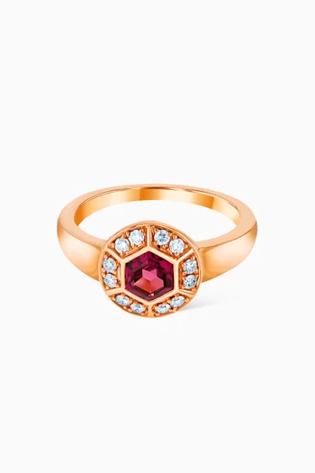 Kanzi Raspberry Rhodolite & Diamond Ring in 18kt Rose Gold 
