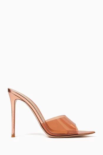 حذاء إيل مفتوح من الخلف بكعب 105 مم جلد لامع وأجزاء شفافة