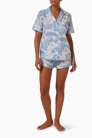 Short Loxodonta Print Pyjama Set in Organic Cotton