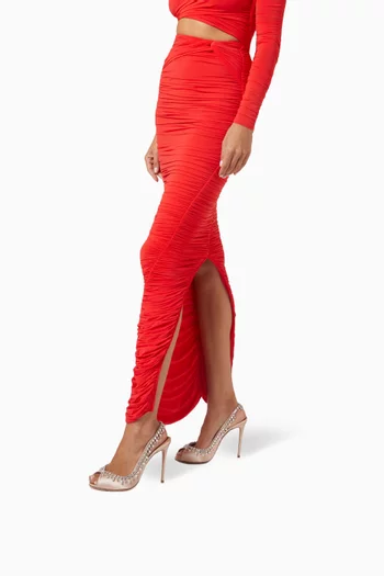 صندل تيمبتيشن بسير خلفي مرصع بكريستال جلد نابا لامع وأجزاء شفافة بكعب 105 مم