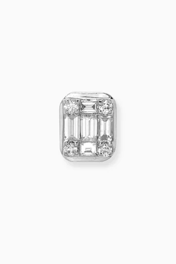 Square Diamond Single Stud in 18kt White Gold