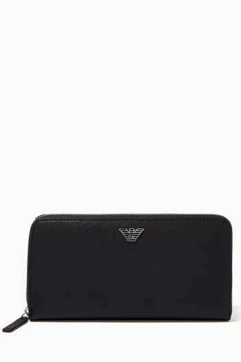 Zip-around Business Wallet in Regenerated Leather