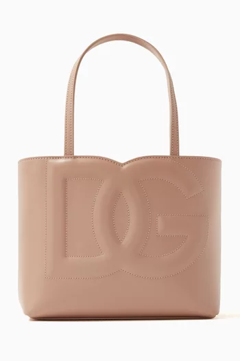 Small DG-embossed Logo Tote Bag in Calfskin