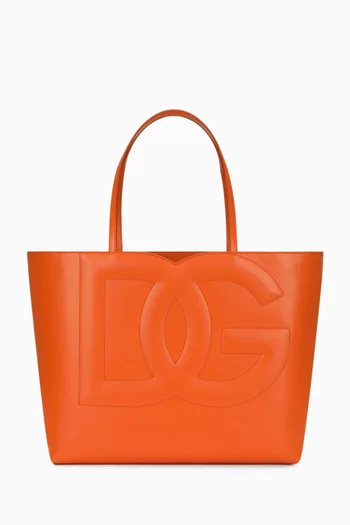 Medium DG-embossed Logo Tote Bag in Calfskin