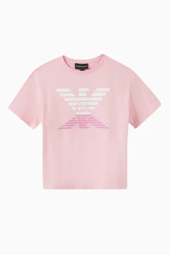 تي شيرت قطن جيرسيه من تشكيلة الملابس الأساسية بشعار الماركة