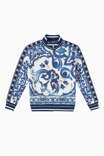 Majolica-print Zip-up Sweatshirt in Cotton-jersey