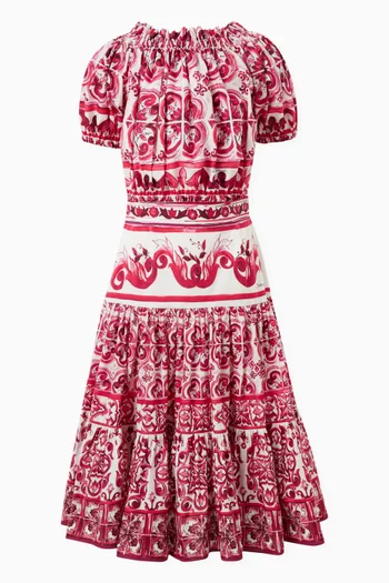 Majolica-print Top in Cotton Poplin