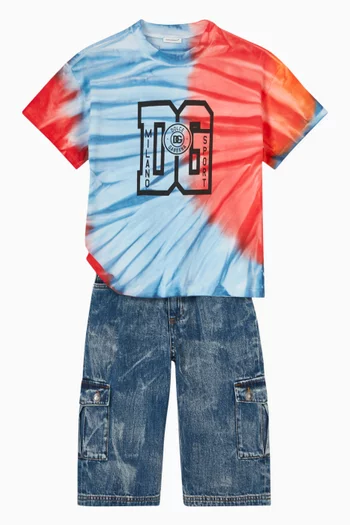 Denim Cargo Shorts in Cotton