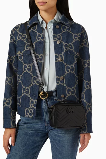 Mini GG Marmont Shoulder Bag in Matelassé Chevron Leather 