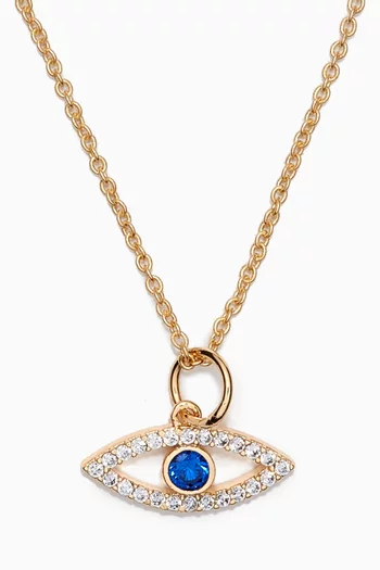 Evil Eye Charm Necklace in Gold-plated Brass