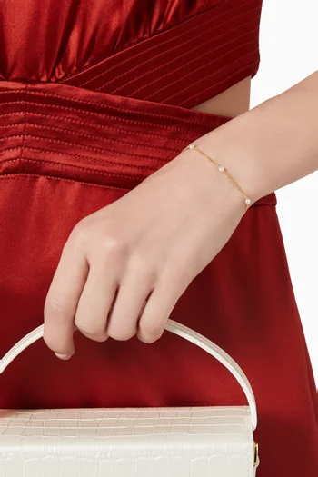 سوار مرصع بلؤلؤ مياه عذبة نحاس مطلي بالذهب