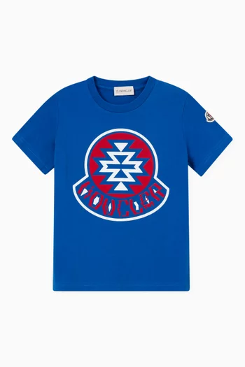 تي شيرت قطن بنقشة وشعار الماركة