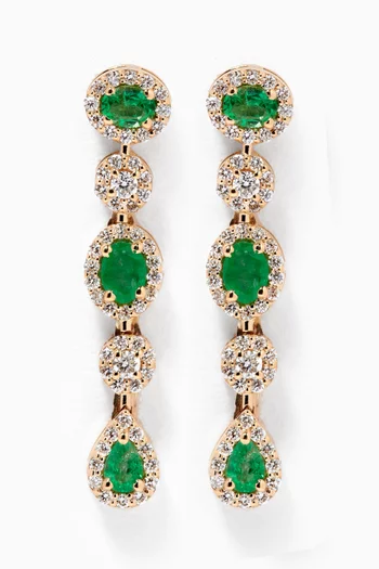 Merveille Emerald Diamond Earrings in 18kt Yellow Gold   