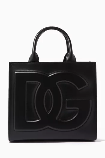 حقيبة يد يومية صغيرة بشعار DG جلد عجل