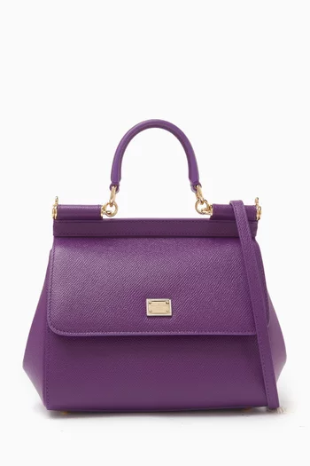 Medium Sicily Top Handle Bag in Dauphine Leather