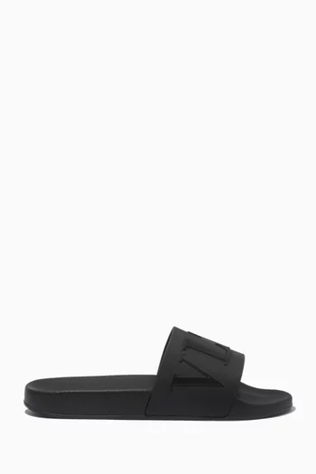 Valentino Garavani Logo Slide Sandals in Rubber