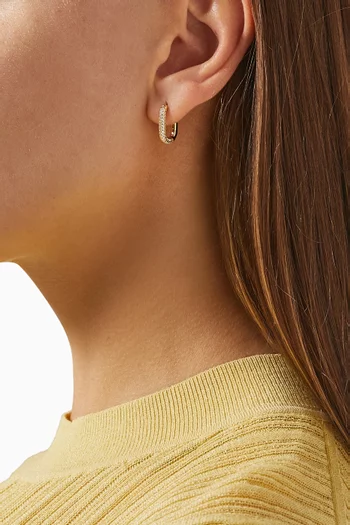 أقراط هاجي بتصميم حلقة سلسلة مرصعة بأحجار بافيه نحاس مطلي بذهب عتيق عيار 14