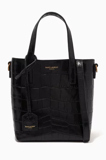 Paris Mini Toy Shopping Bag in Croc-embossed Leather