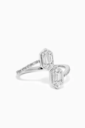 Palace Baguette Diamond Open Ring in 18kt White Gold