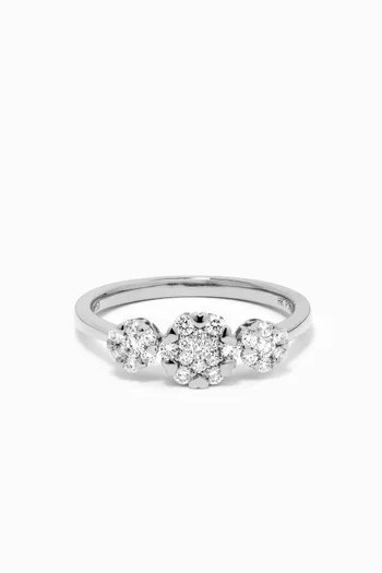 Heart to Heart Three Diamond Ring in 18kt White Gold   