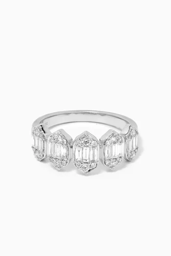 Palace Baguette Five Diamond Ring in 18kt White Gold