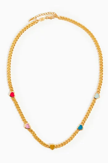 Jelly Heart Muti-stone Charm Necklace in 18kt Recycled Gold-plated Brass