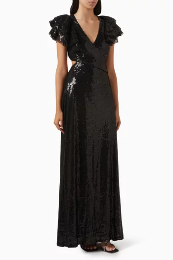 Criss-cross Sequin-embellished Gown