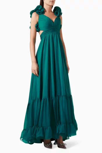 Ruffle Tiered Gown in Chiffon