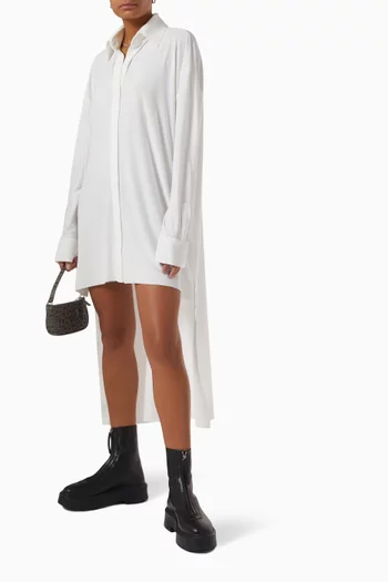 Oversized Boyfriend Hi-low Hem Shirt in Poly Lycra 