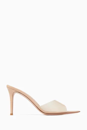 حذاء إيل مفتوح جلد لامع بأجزاء شفافة وكعب 85 مم