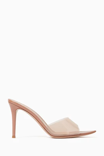 Elle 85 Mule Sandals in Patent Leather & Plexi