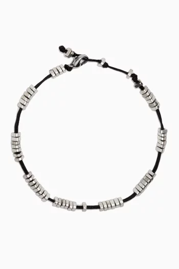 The Miles Beaded Bracelet in Cord & Silver Plating