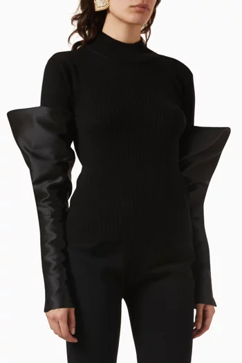 Couture Sleeves Turtleneck Top in Knit