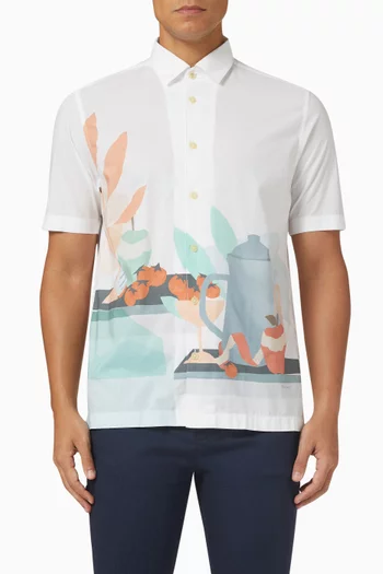Short Sleeve Placement Print Shirt in Cotton