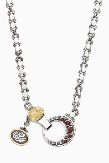 Eternity Garnet Necklace in 18kt Yellow Gold & Sterling Silver