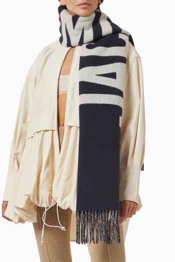 L'écharpe Fringed Logo Scarf in Wool
