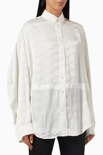 BB Monogram Twisted Sleeve Shirt in Viscose Jacquard