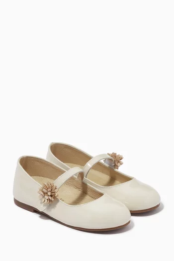 Flower-embellished Ballerina Shoes in Patent Leather