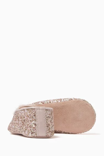 Pom Pom Glitter-embellished Ballerina Shoes