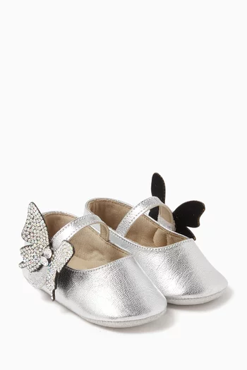 Crystal Butterfly Ballerina Shoes in Leather