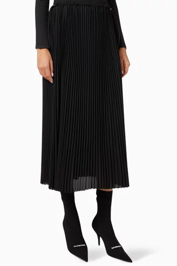 Pleated Drawstring Skirt in Satin